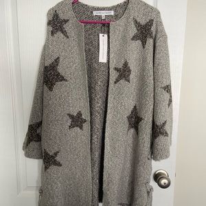 NWT Cupcakes & Cashmere Gray Starry Cardigan (Medium)